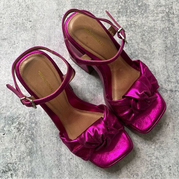 Intentionally Blank DaiDai Pink Metallic Platform Heels 37 - Picture 2 of 9